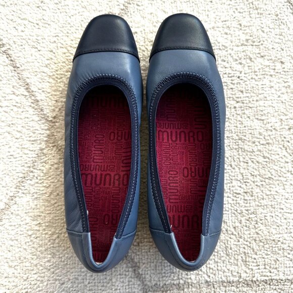 Munro Danielle Blue Leather Cap Toe Slip-On Ballet Flats Sz 8 - Picture 2 of 7